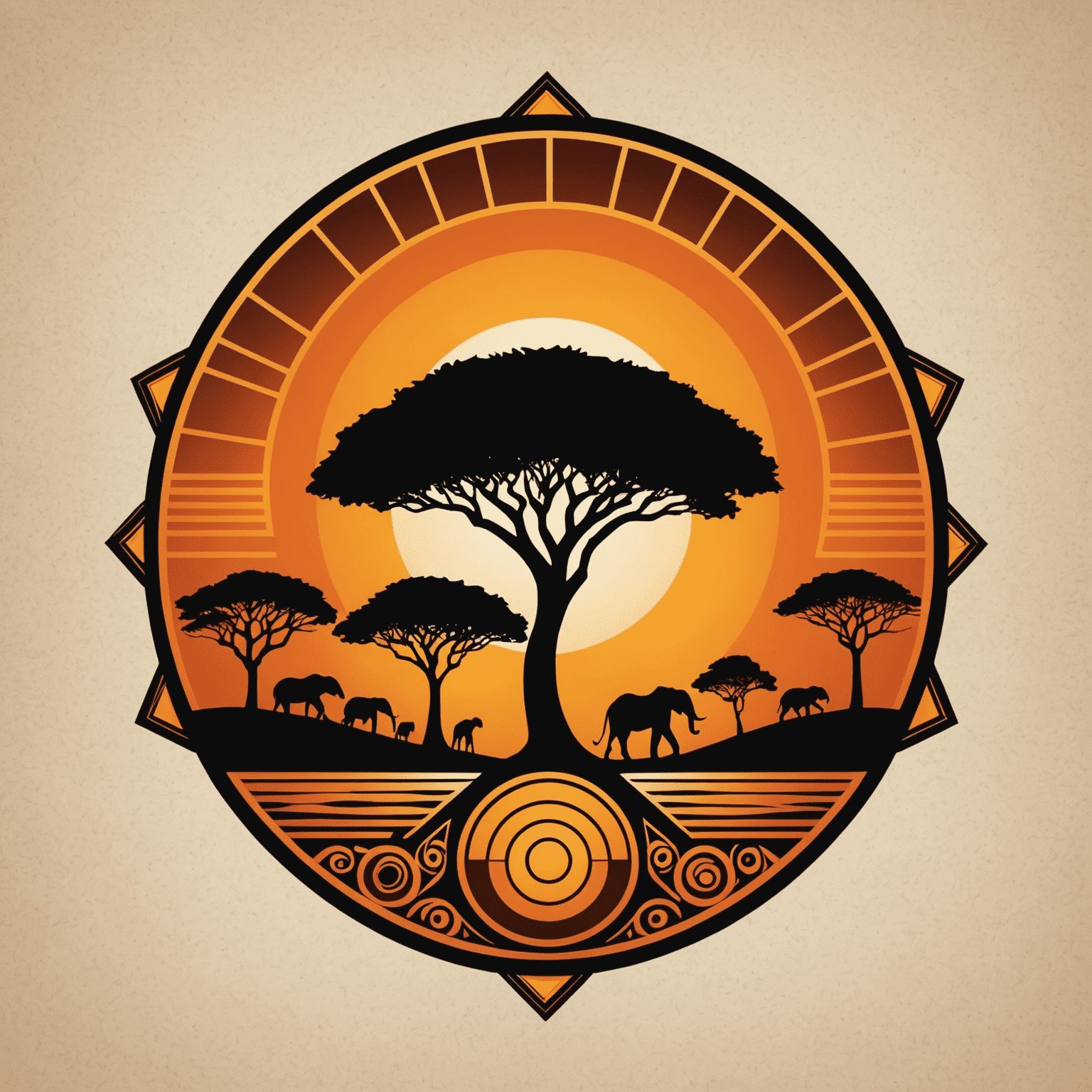 ShosholozaSolutions logo featuring a stylized African sunset with IT-related symbols