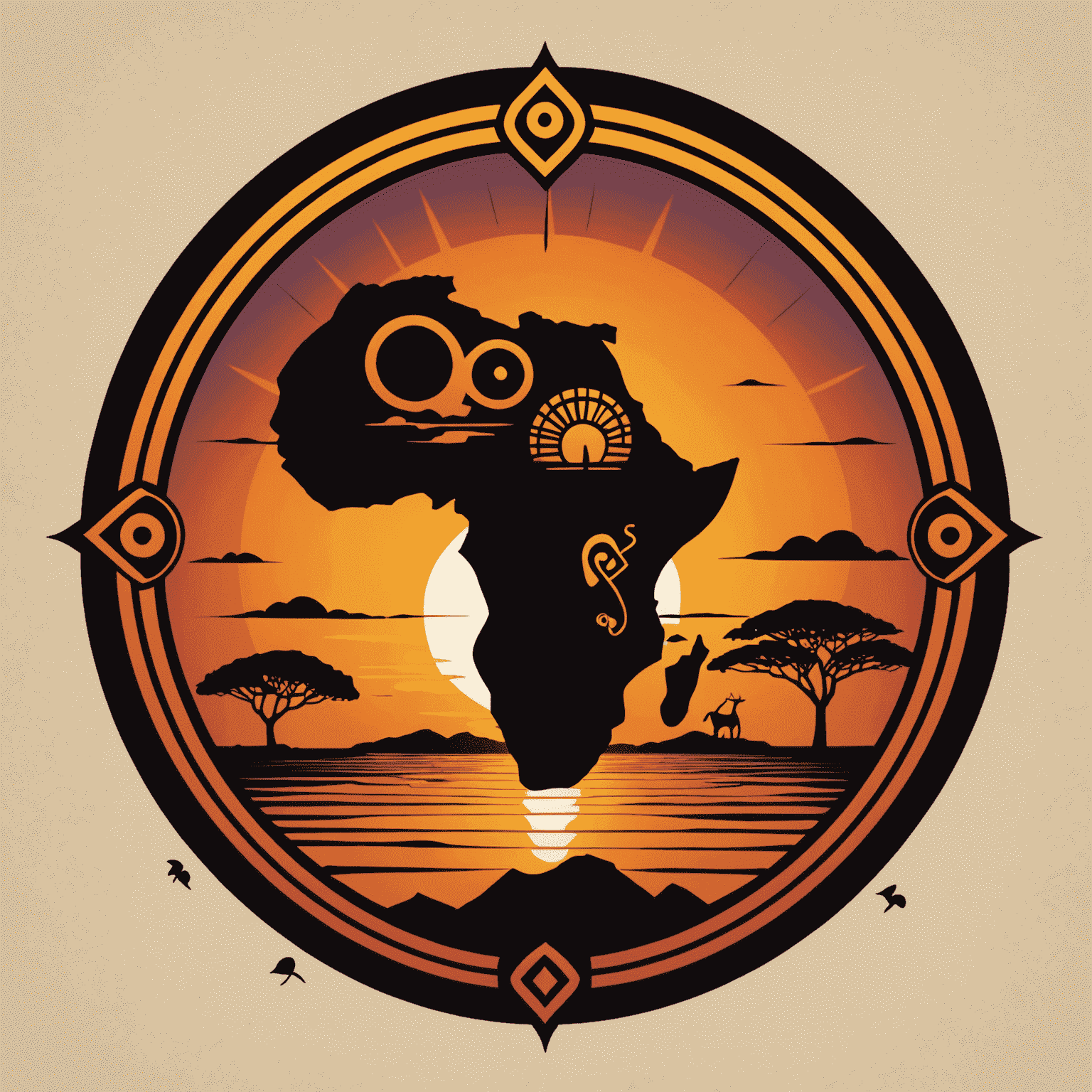 ShosholozaSolutions logo featuring a stylized African sunset with IT-related symbols