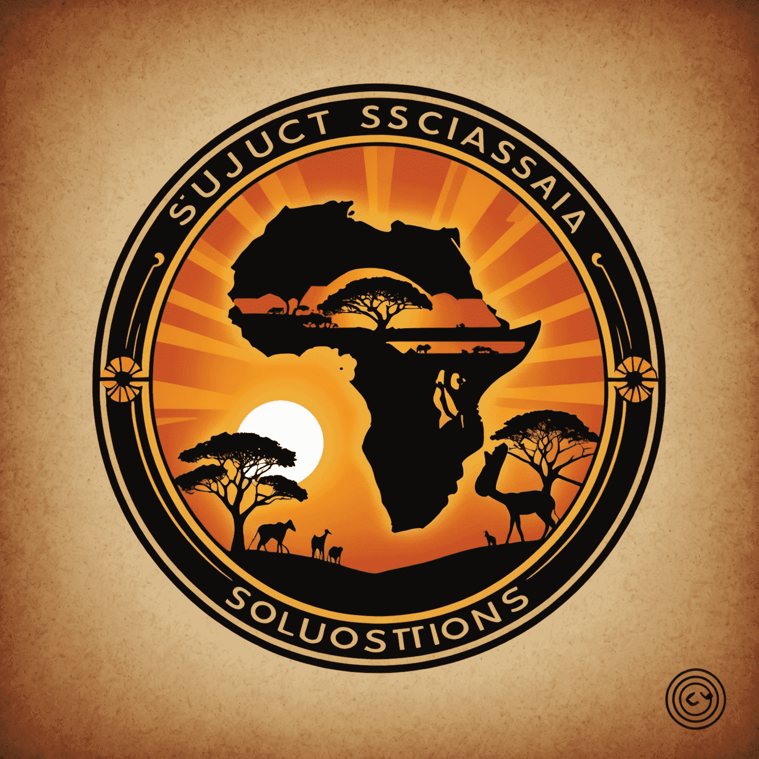 ShosholozaSolutions logo featuring a stylized African sunset with IT-related symbols